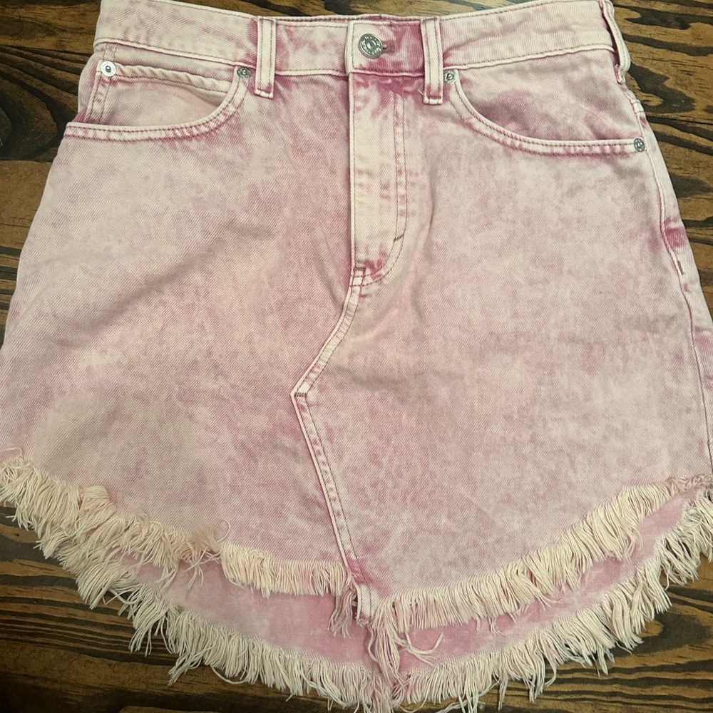 We The Free Light Pink Frayed Jean Shorts